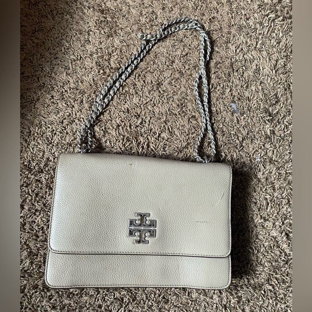 Tory Burch Beige Leather Shoulder Bag